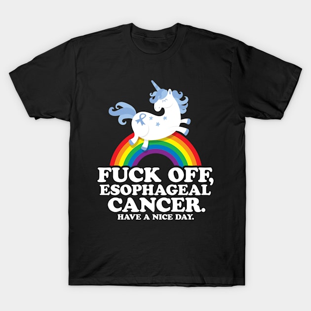 Fuck Off Esophageal Cancer Survivor Quote with Unicorn T-Shirt by jomadado